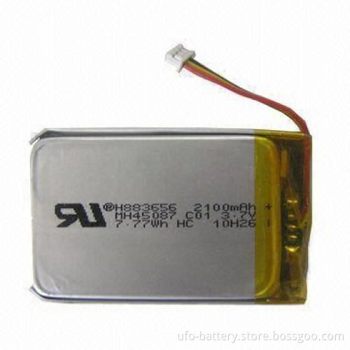 Lithium Polymer Battery Pack for PDA/GPS/E-book with 3.7V Voltage, 2,100mAh Capacity and UL Mark